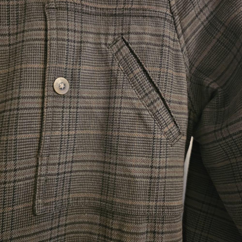 Converse x John Varvatos size US1 small brown and black Plaid Trench Coat. - Picture 9 of 10
